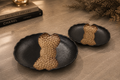 Dual-Finish Aluminium Decorative Platter – Matte Black & Textured Gold