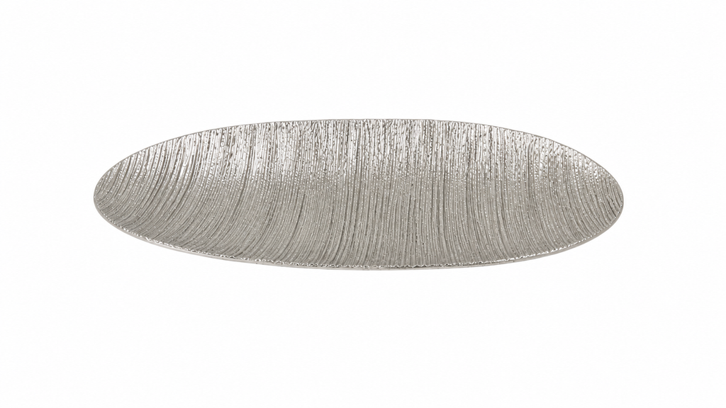 Textured Aluminium Serving Platter – Silver Finish & Matte Black Powder-Coated