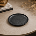 Hammered AluHammered Aluminium Round Plate – Bronze & Matte Black Finish (Textured Luxury Serveware)minium Round Plate – Bronze & Matte Black Finish (Textured Luxury Serveware)