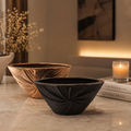Luxe Carved Aluminium Bowl Planter – Gold & Matte Black Finish