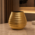 Luxe Ribbed Aluminium Vase – Gold, Silver & Black Finish