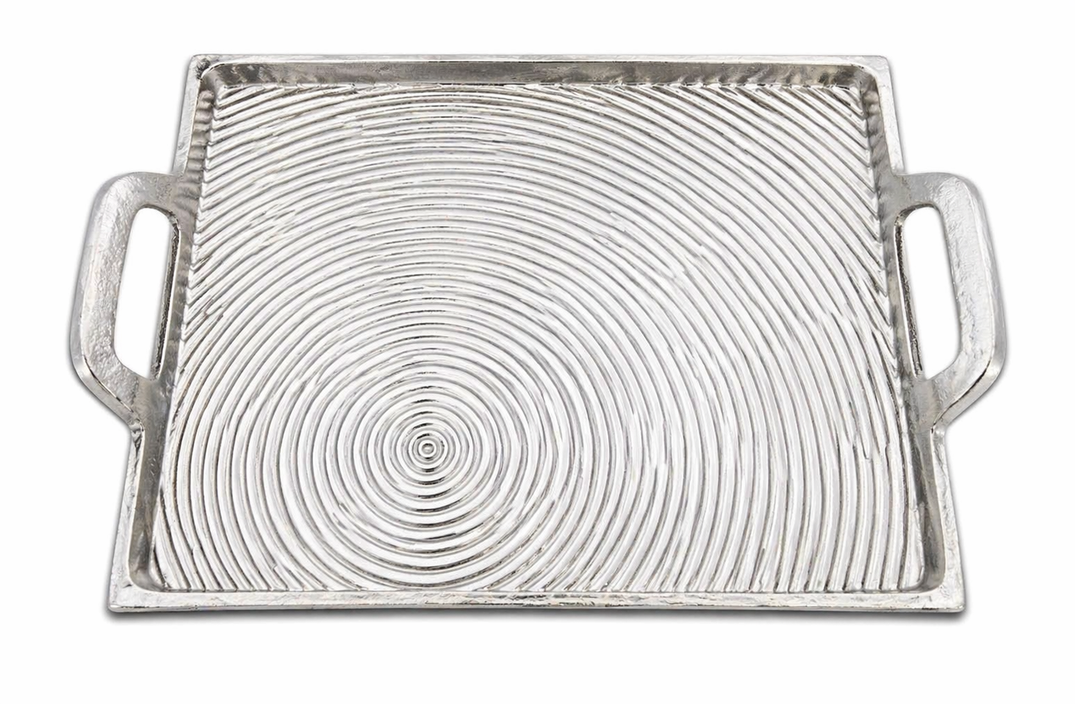 AuraCraft Aluminium Spiral Texture Serving Tray – Luxury Handcrafted Decorative Platter