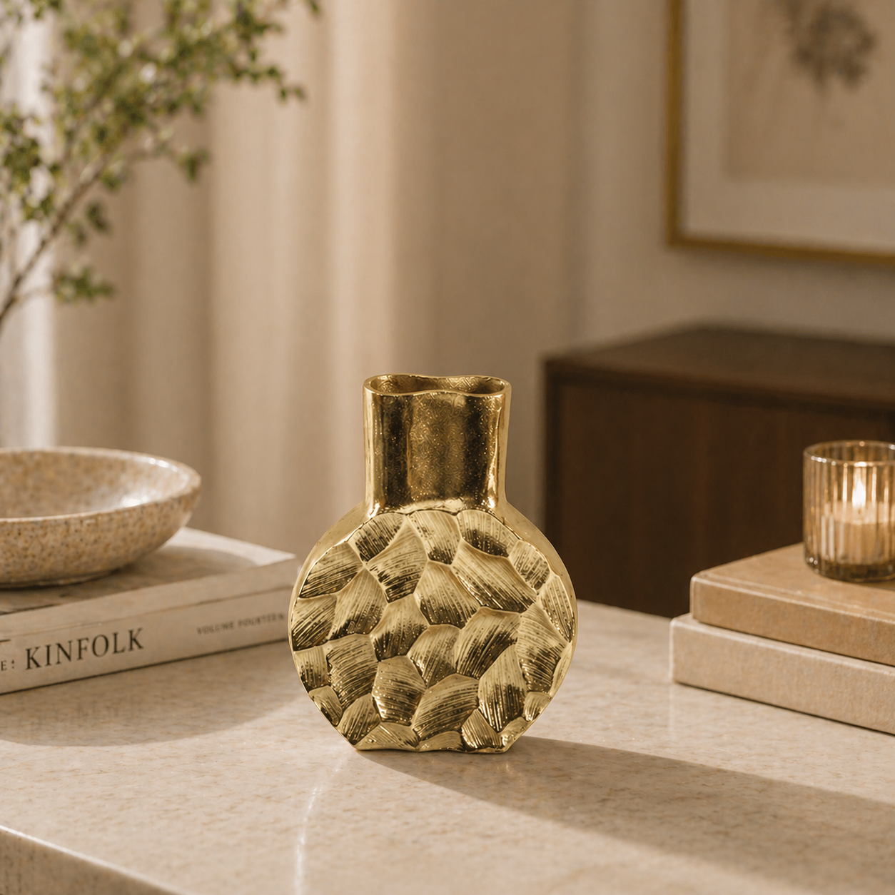 Forma Livings Handcrafted Aluminium Textured Vase – Premium Decorative Accent (Available in Silver & Gold | Dual Sizes)