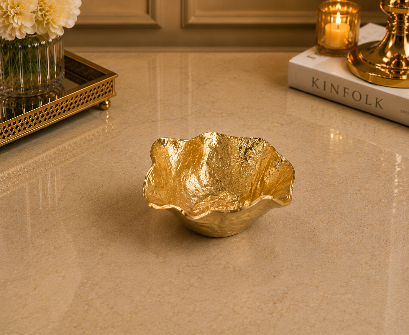 Sculpted Aluminium Luxury Bowls – Gold, Silver & Black Finish (3 Size Options)