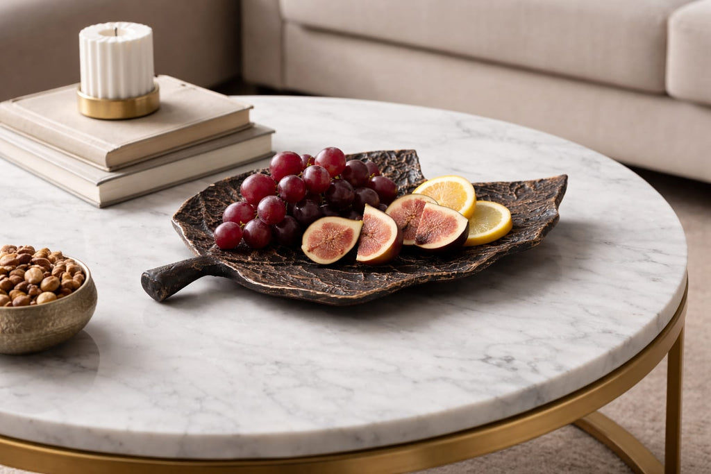 Textured Aluminium Leaf Tray – Modern Luxury Serving Accent