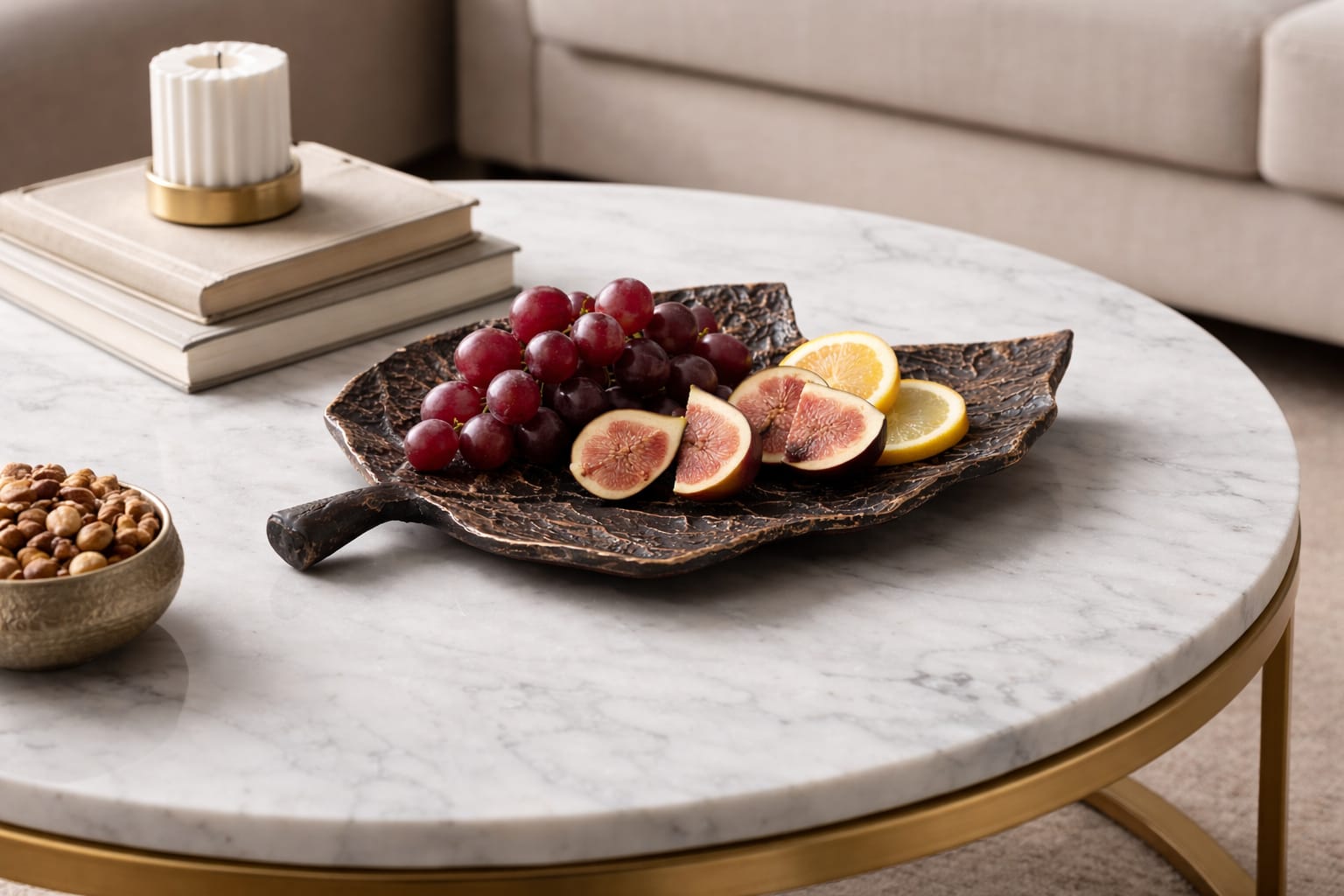 Textured Aluminium Leaf Tray – Modern Luxury Serving Accent