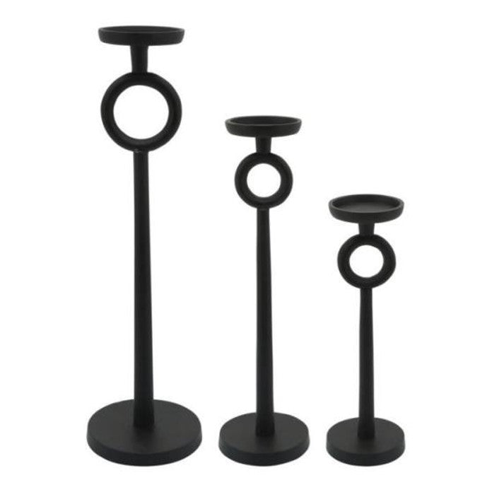 Matte Black Aluminium Ring Candle Holder Set – Luxury Powder-Coated Finish (Set of 3)
