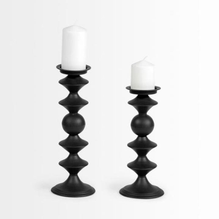 Matte Black Aluminium Candle Holder Set – Modern Sculptural Elegance (Powder Coated)