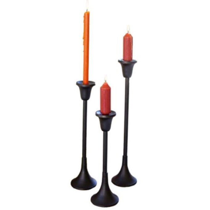 Forma Livings Classic Matte Black Powder-Coated Aluminium Candle Holder Set (Set of 3 | Elegant Taper Design)