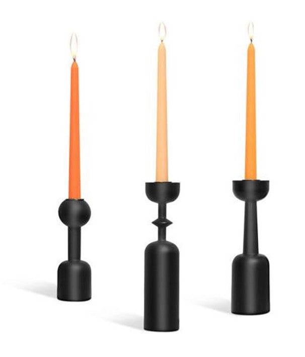 Modern Matte Black Aluminium Candle Holder Set (Set of 3) – Minimalist Luxe Décor