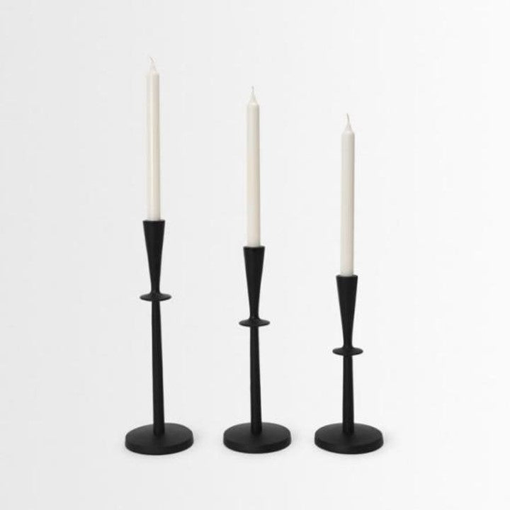 Royal Matte Black Aluminium Candle Holder Set (Set of 3) – Classic Taper Stand Collection