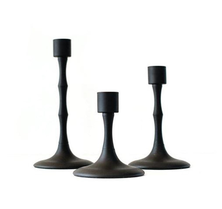 Royal Matte Black Aluminium Candle Holder Set (Set of 3) – Sculpted Elegance Collection
