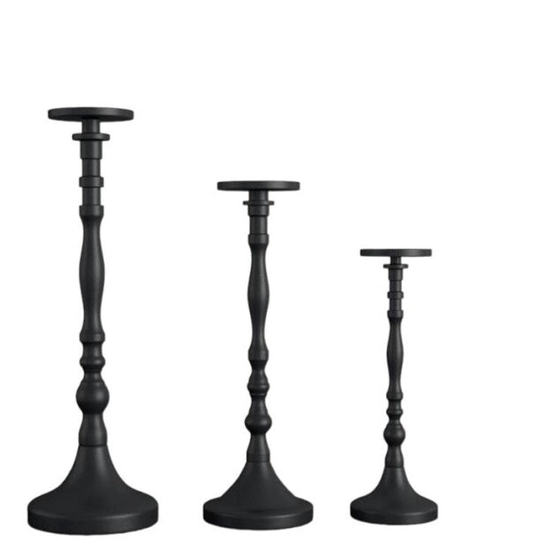 Matte Black Aluminium Candle Holder Set – Premium Powder-Coated Finish (Set of 3)