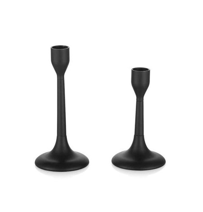 Matte Black Aluminium Taper Candle Holder Set – Premium Powder-Coated Finish (Set of 2)