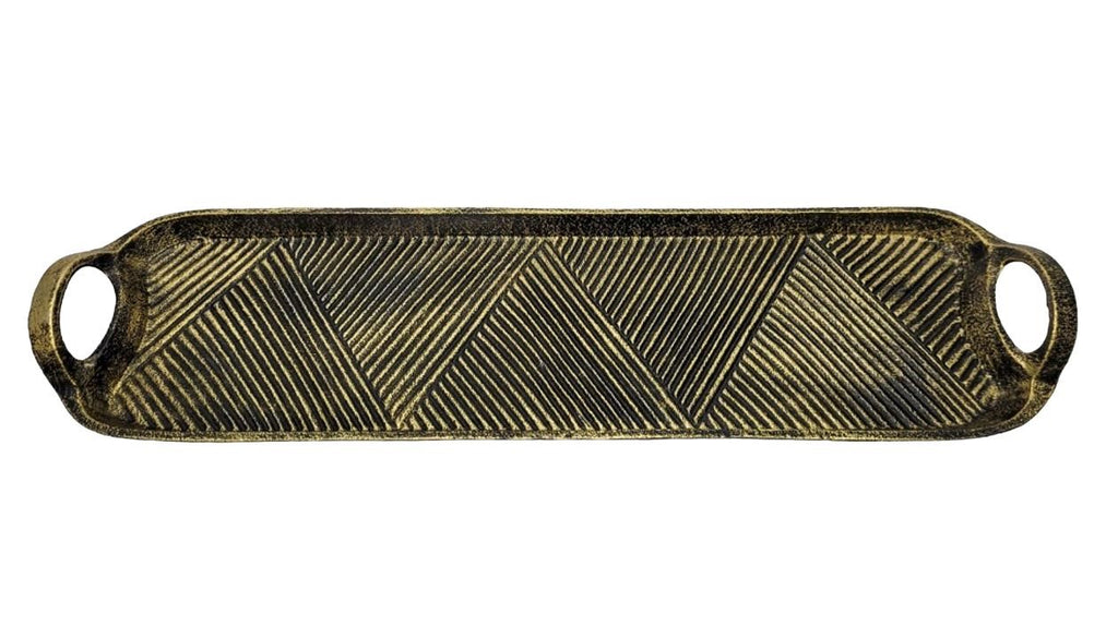 Geometric Handcrafted Aluminium Serving Tray – Luxury Textured Finish
