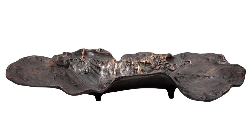 Organic Leaf-Inspired Aluminium Serving Platter – Rustic Artisan Finish