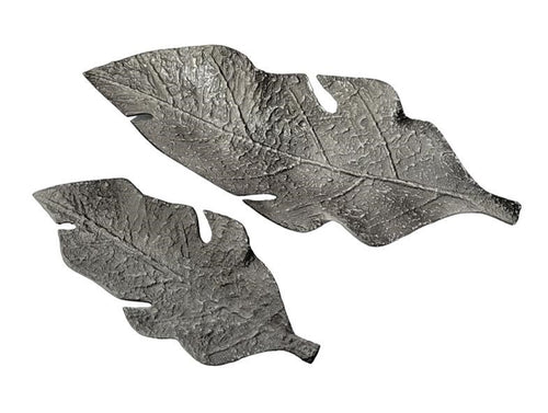 Antique Leaf Aluminium Serving Tray Set – Elegant Textured Duo