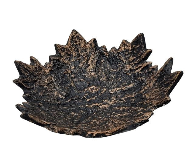 Antique Finish Aluminium Leaf Bowls – Handcrafted Sculptural Duo (Mixed Shapes)