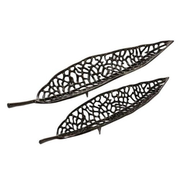 Handcrafted Aluminium Leaf Decor Tray Set – Premium Modern Decorative Accent