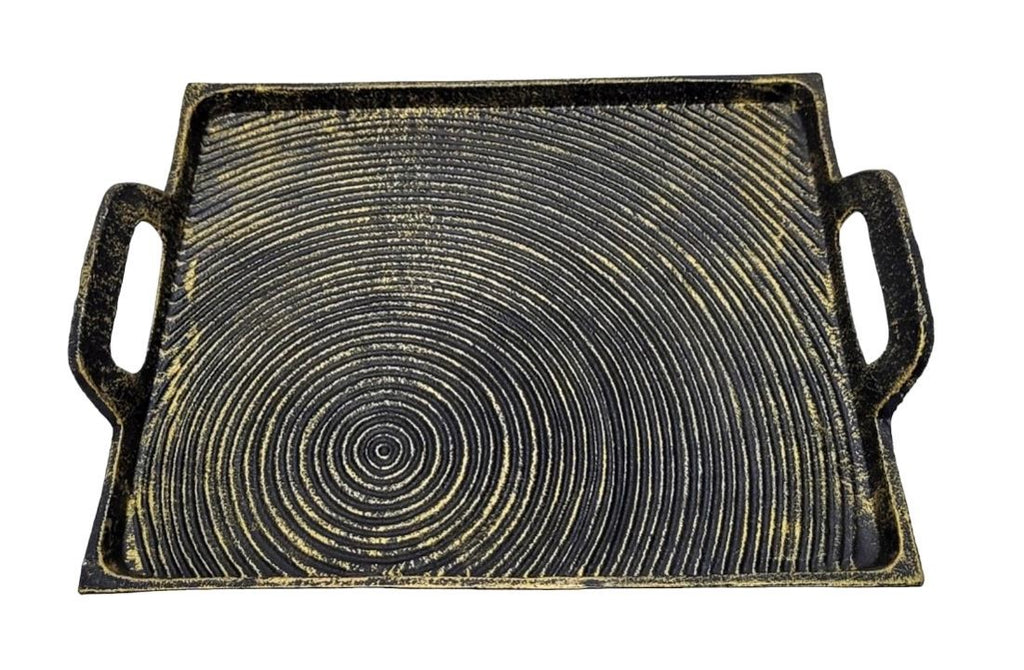 AuraCraft Aluminium Spiral Texture Serving Tray – Luxury Handcrafted Decorative Platter