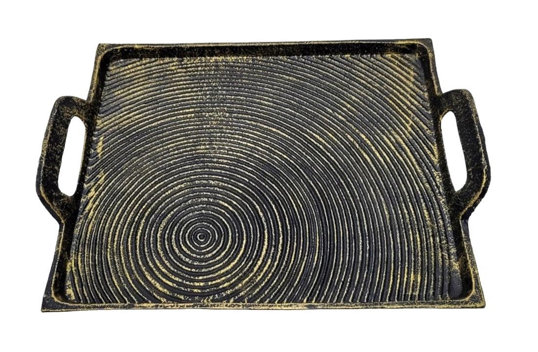 AuraCraft Aluminium Spiral Texture Serving Tray – Luxury Handcrafted Decorative Platter