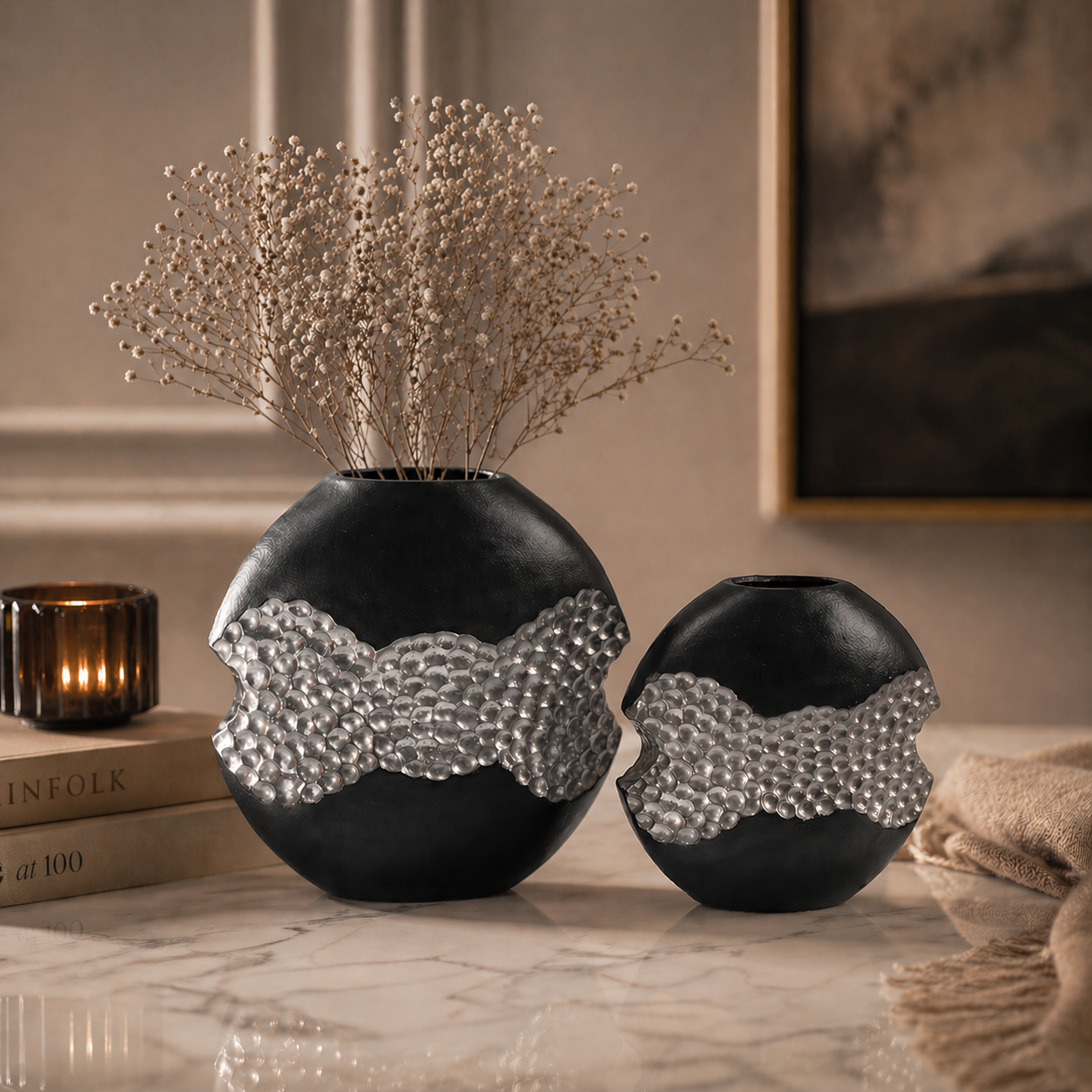 Forma Sculpted Vase Set – Contemporary Finishes in Black, Gold & Silver