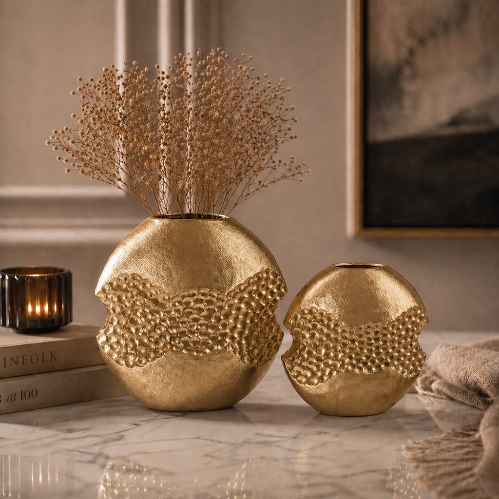 Forma Sculpted Vase Set – Contemporary Finishes in Black, Gold & Silver